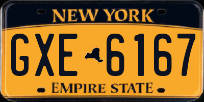 NY license plate GXE6167