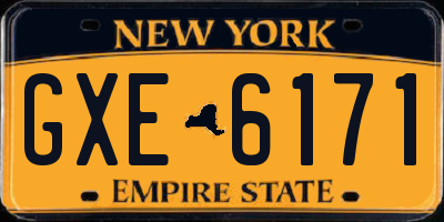 NY license plate GXE6171