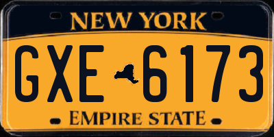 NY license plate GXE6173