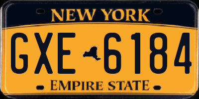 NY license plate GXE6184