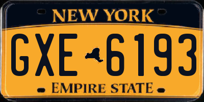 NY license plate GXE6193