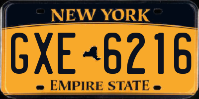 NY license plate GXE6216