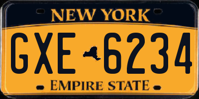 NY license plate GXE6234