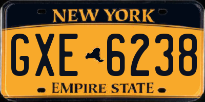 NY license plate GXE6238