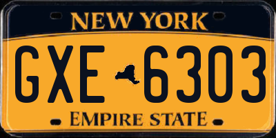 NY license plate GXE6303