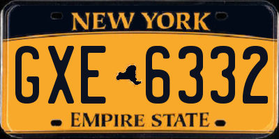 NY license plate GXE6332