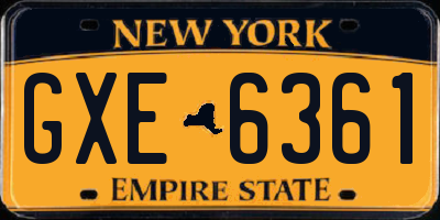 NY license plate GXE6361