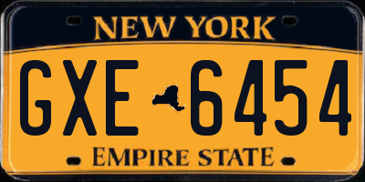 NY license plate GXE6454