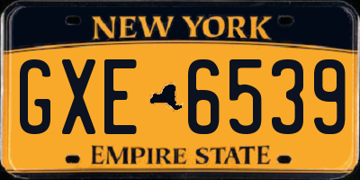NY license plate GXE6539
