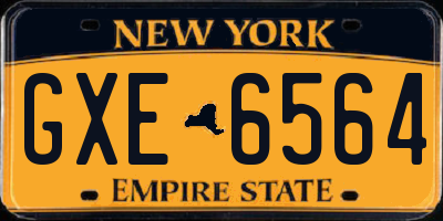 NY license plate GXE6564