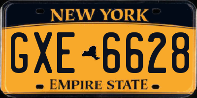 NY license plate GXE6628