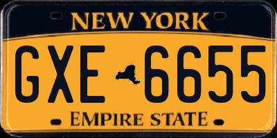 NY license plate GXE6655