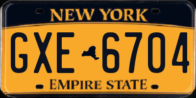 NY license plate GXE6704