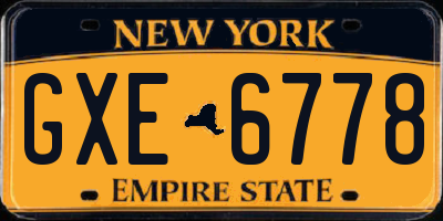 NY license plate GXE6778