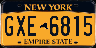 NY license plate GXE6815