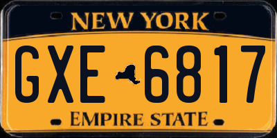NY license plate GXE6817