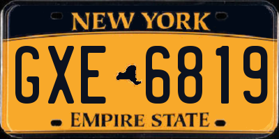 NY license plate GXE6819