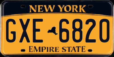 NY license plate GXE6820