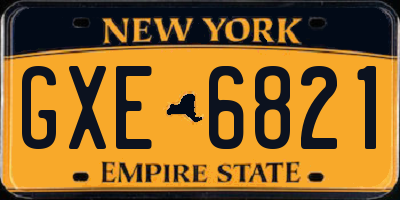 NY license plate GXE6821