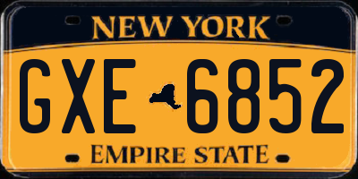 NY license plate GXE6852