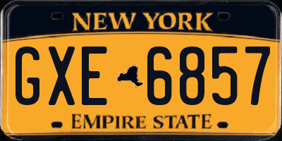 NY license plate GXE6857