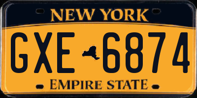 NY license plate GXE6874