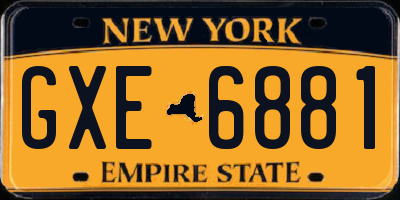 NY license plate GXE6881