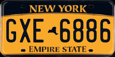 NY license plate GXE6886