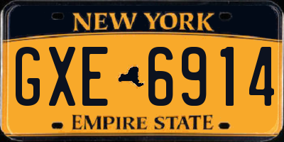 NY license plate GXE6914