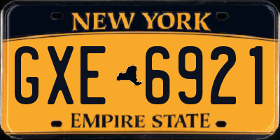 NY license plate GXE6921