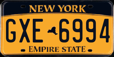 NY license plate GXE6994