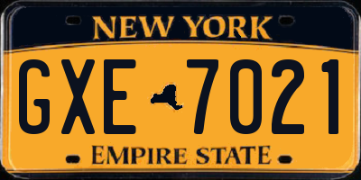 NY license plate GXE7021