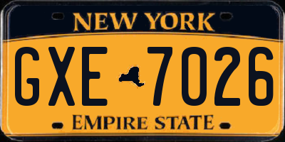 NY license plate GXE7026