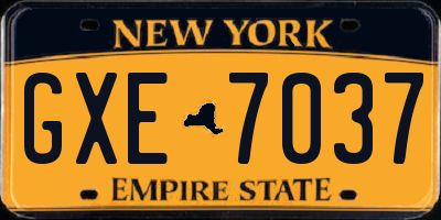 NY license plate GXE7037