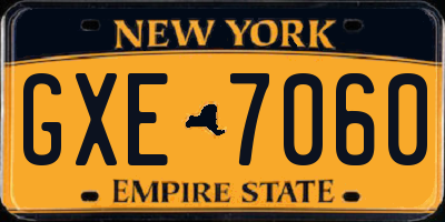 NY license plate GXE7060