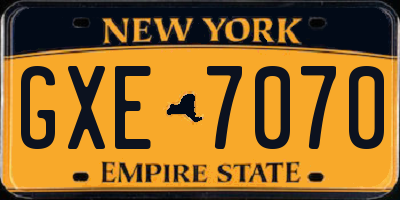 NY license plate GXE7070