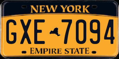 NY license plate GXE7094