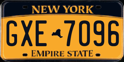 NY license plate GXE7096
