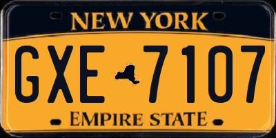 NY license plate GXE7107