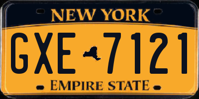 NY license plate GXE7121