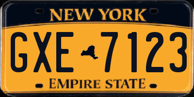 NY license plate GXE7123