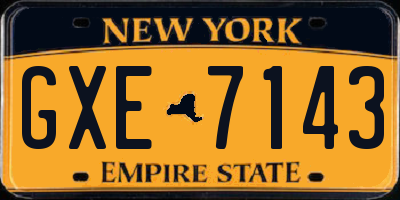 NY license plate GXE7143