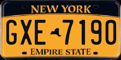 NY license plate GXE7190