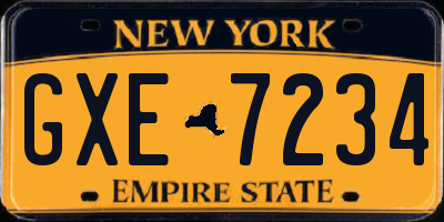 NY license plate GXE7234
