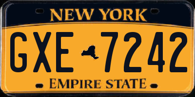 NY license plate GXE7242