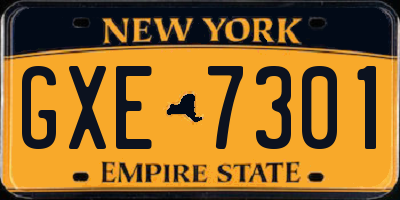 NY license plate GXE7301