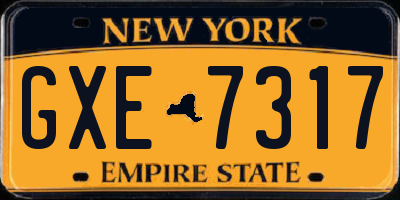 NY license plate GXE7317