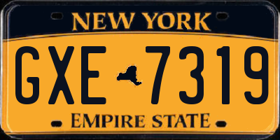 NY license plate GXE7319