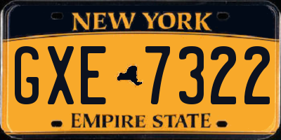 NY license plate GXE7322