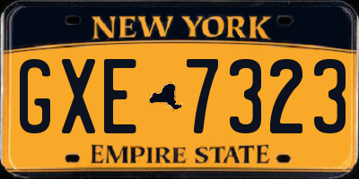 NY license plate GXE7323